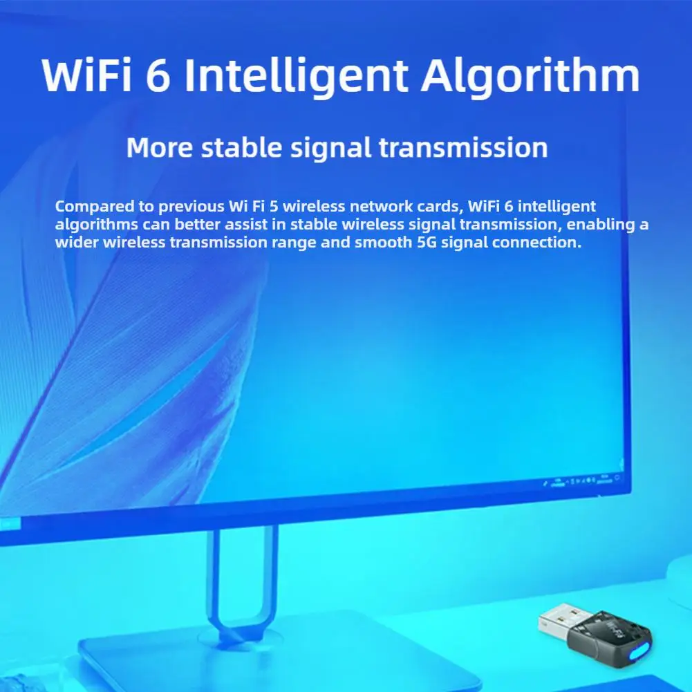 Adaptador 2 en 1 Bluetooth 5,4 USB WiFi 6 tarjeta de red inalámbrica de 900Mbps doble banda 2,4G 5G USB Dongle conexión rápida estable
