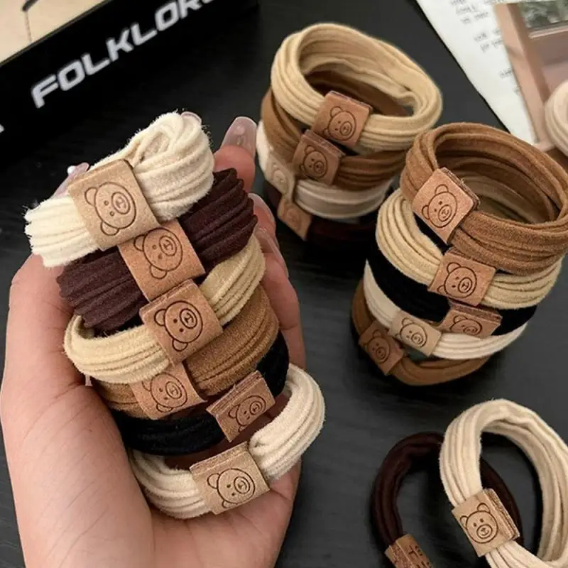 Elastic Rubber Band Hair Rope para menina Linha fina simples, Cartoon Bear Styling Design, High Headline Fashion