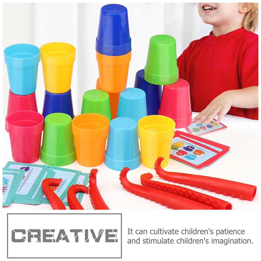 

Colorful Stacking Cups Toy Kids Baby Educational Plaything Safe Creative Design Promote Social Skills Intellectual