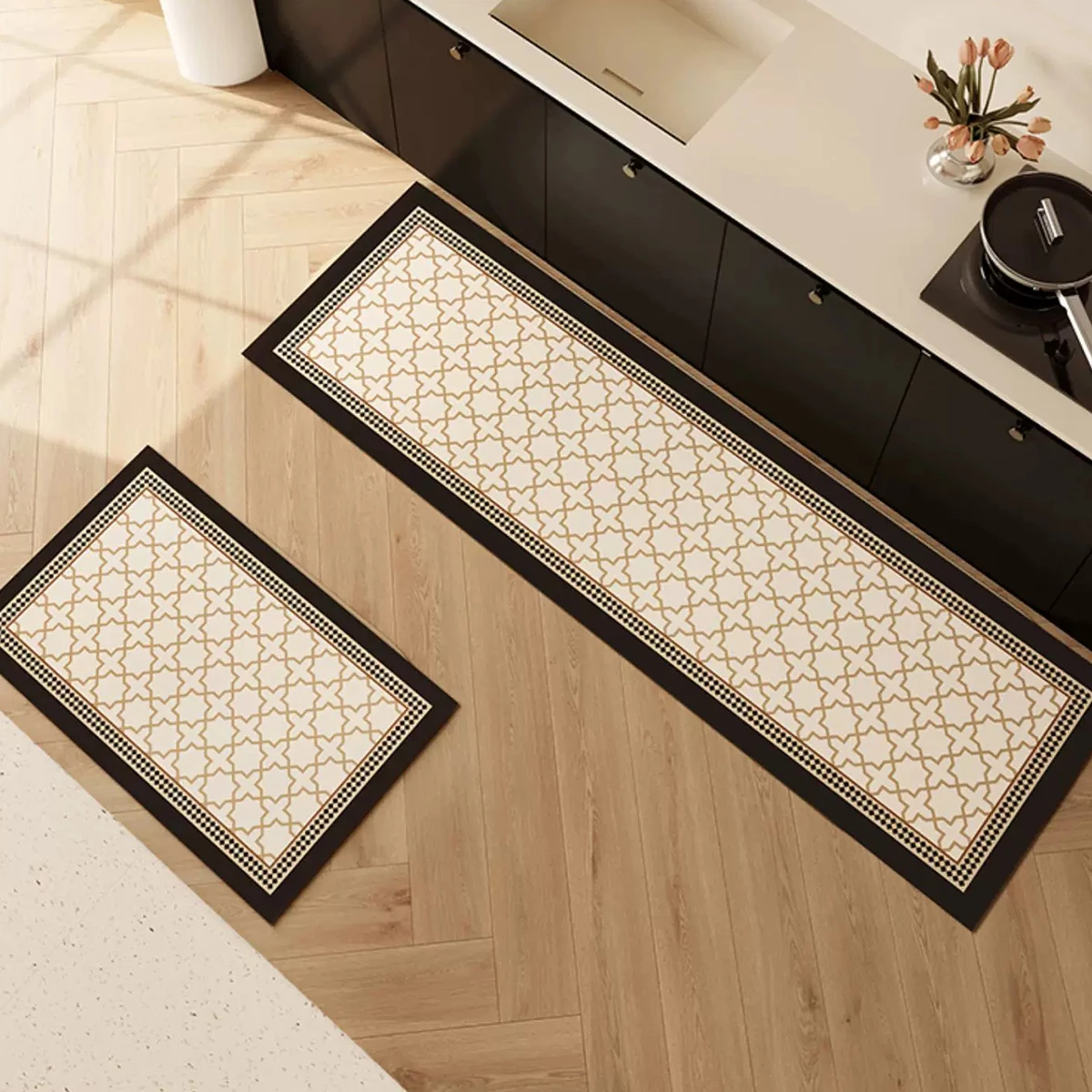 

Retro Kitchen Floor Mats Long Strip Runner Rugs Anti-slip Carpet Oil-proof Waterproof Rug PVC Leather Mat 러그 Alfombras De Cocina