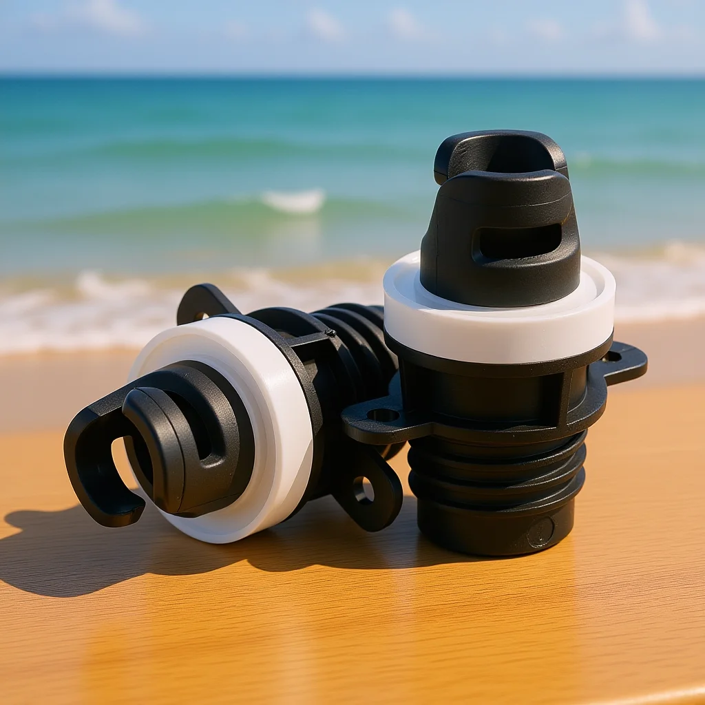 

2 Pcs Boat Parts Air Valve Adapter Compression Inflatable Pump Black Pvc for Inflatables