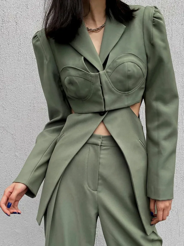 

ZOCI Women's Waist Revealing Suit Jackets Unique Design Blazers Single Button Female Notched Collar Coats 2025 Spring New FC1435