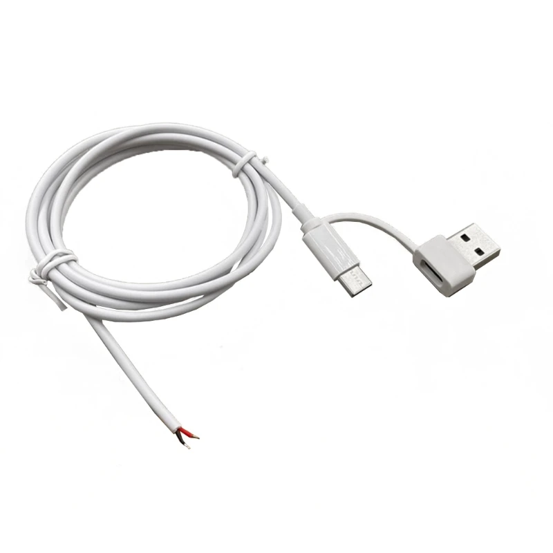 USB C Power Pigtail Cable 5V 2A USB Type C Male to 2 Pin Bare Wire Open End Power Pigtail Cord DIY for LED Fan Camera