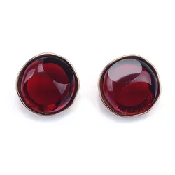 2025 New Fashion Red Pink Resin Earrings Women Metal Half Round Geometric Statement Big Earrings Indian Boho Ethnic Jewelry