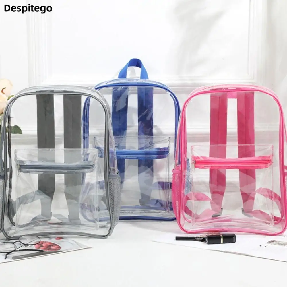 Waterproof Transparent Pvc Backpack Outdoor Sports Fitness Travel Large Capacity Storage Bag Student Visible Backpack