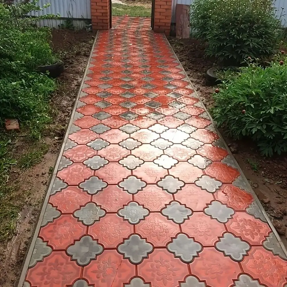 2Pcs/Set 30cm Paving Brick Mould Big Small Flowers Plastic Stepping Stone Paver Reusable DIY Concrete Path Maker Mold