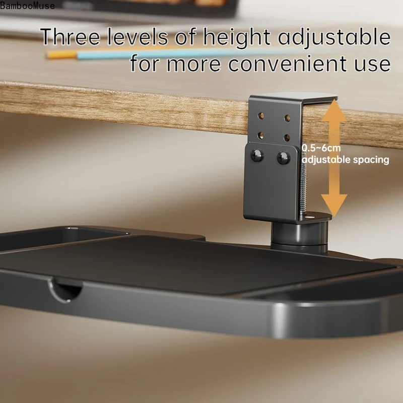 تخزين المكاتب المنزلية، رف تخزين الماوس المكتبي، دعامة تعليق المكتب، درج تحت الطاولة، صينية دوارة للماوس، تنظيم منزلي #4