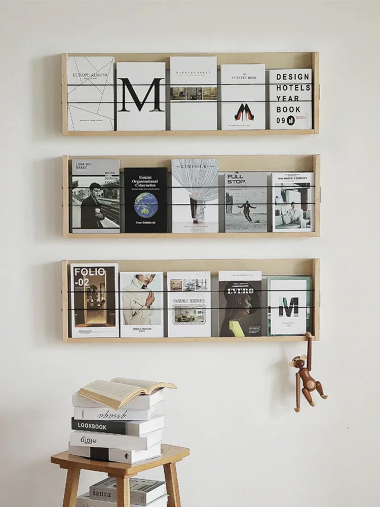 Bookshelf hanging wall shelf wall hanging magazine rack storage rack display rack living room wall decoration simple book shelf