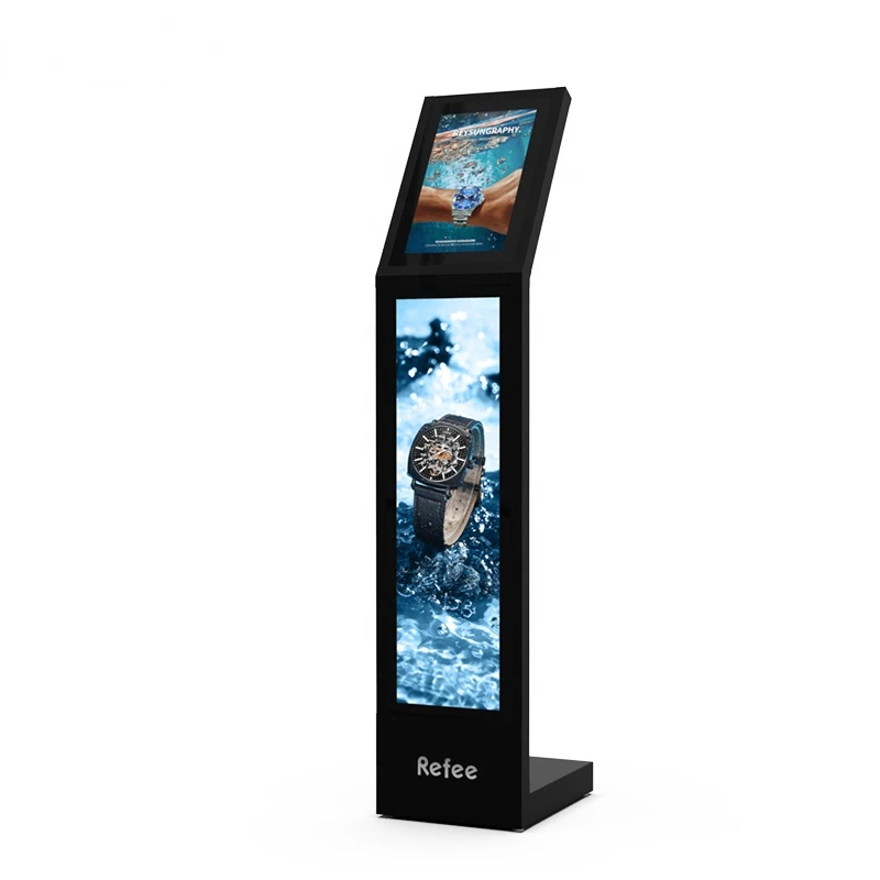 

2 IN 1 floor standing touch screen advertising display indoor lcd digital signage kiosks totem stretched touch bar