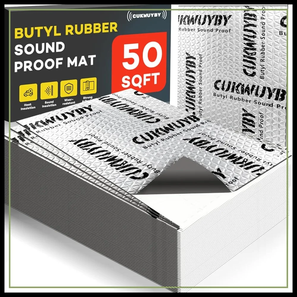 

50 mil 50 sqft Car Sound Deadening Mat Butyl Automotive Noise Insulation Vibration Dampening Material (46 pcs)