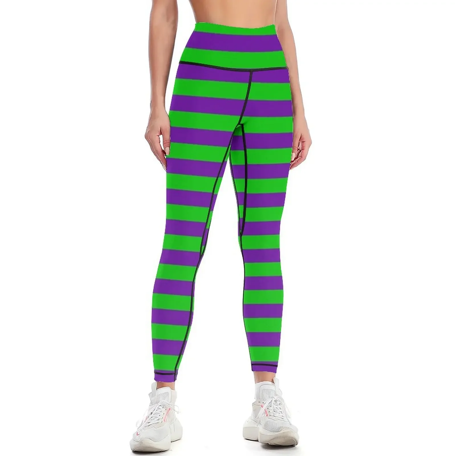 

Purple and Green Stripes | Halloween | Holiday stripes | The Joyful holidays Leggings gym womans Sports female Womens Leggings