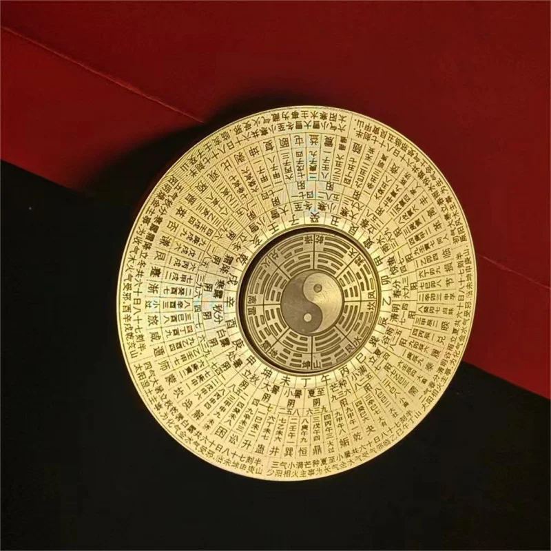 Compass Brass Handle Double-Sided Rotating Portable Bagua Spinner Gyroscope