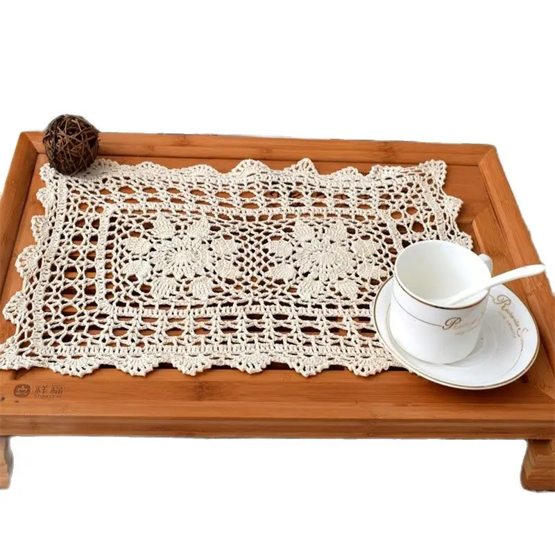 New cotton table place mat pad cloth crochet placemat wedding Handmade Christmas flower kitchen Table decoration and accessories