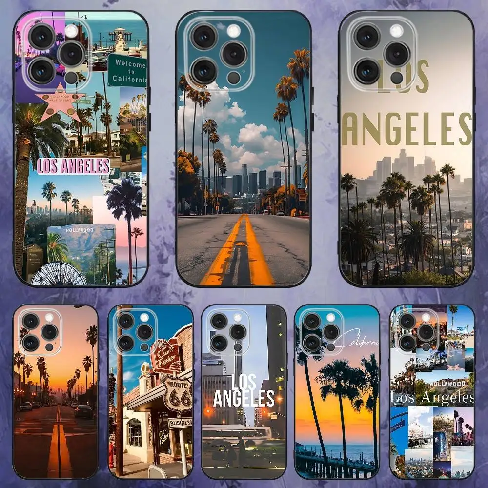 

Travel Los Angeles California Phone Case For iPhone 17,16,15,14,13,12,Pro,Max,Plus,E,SE4,Air,Mini Black Soft Box