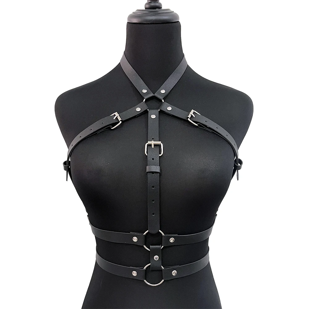 Sexy Chest Harness for Women Leather Lingerie Bondage Body Harness Belt Gothic Fetish Clothing Suspenders Rave Sex Toys