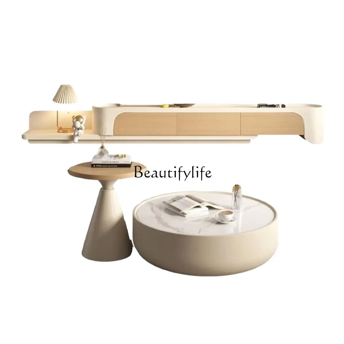 Combinaison de table basse ronde, taille vent crème, nordique, moderne, simple, mode