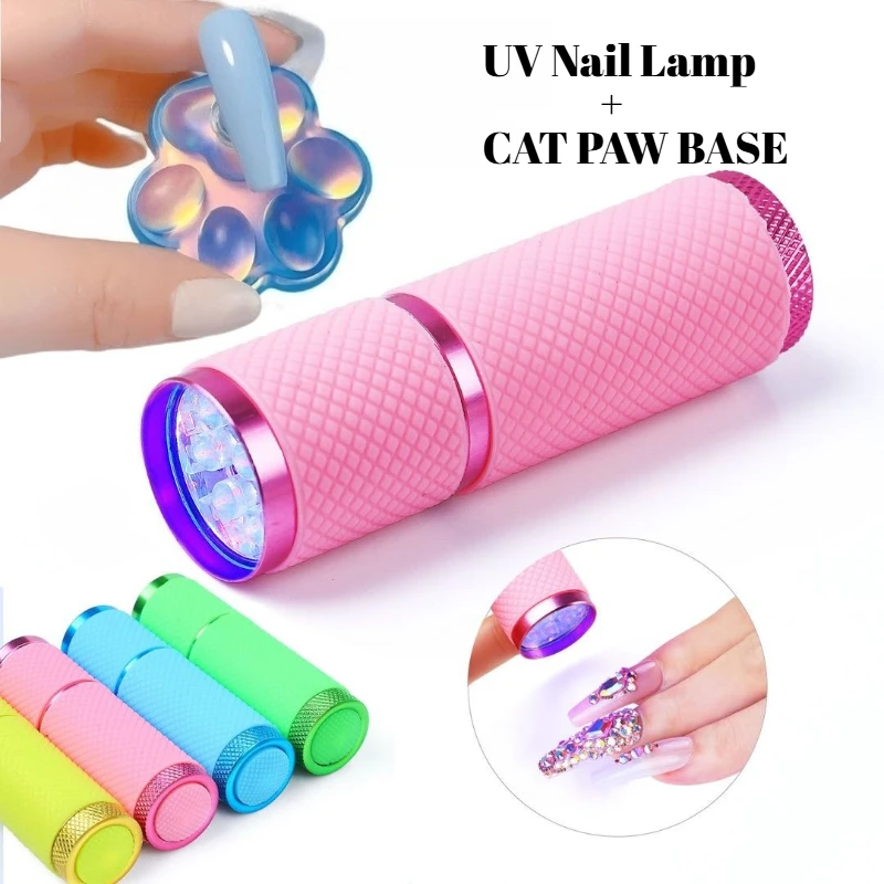 LED-Mini-Taschenlampe, Nagellampe – schnell trocknende tragbare 3-in-1-Phototherapie-Lampe mit UV/LED für Nagelkunst, Gel-Nagellack und Katzenpfoten-Basis