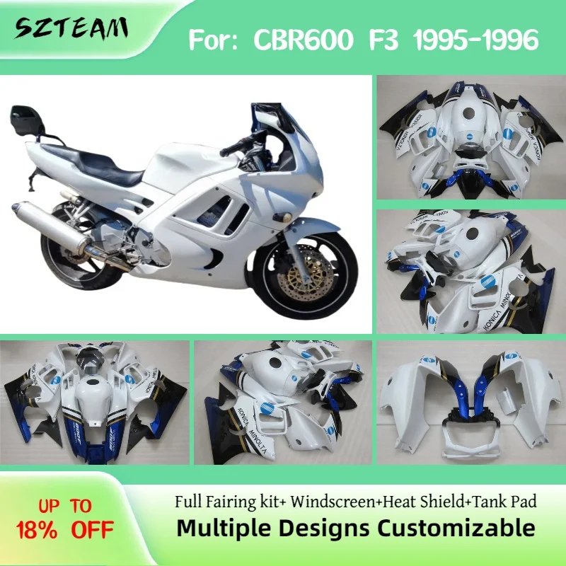 

Полный комплект обтекателей CBR600F3 1995 1996, белые обтекатели для мотоциклов послепродажного обслуживания, индивидуальные обтекатели для Honda CBR 600 F3 95 96