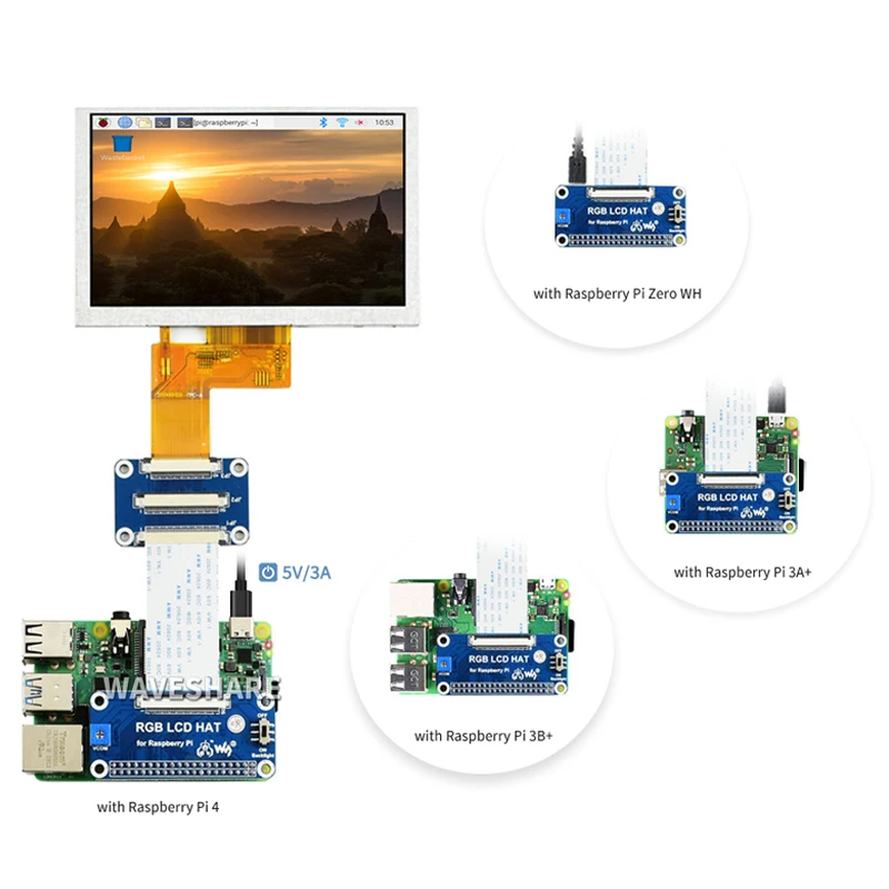Raspberry Pi 5 polegadas LCD 800 × 480 DPI Interface 5 polegadas IPS Display para Raspberry Pi Zero 2W