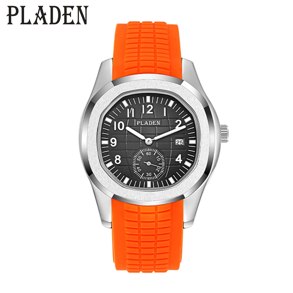 Fashion Watch Men Classic Orange Grenade Dial Minimalist Wristwatch Sport Silicone Strap Dive Auto Date Men's Watches Hot Sale