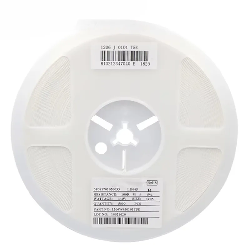 100 قطعة 1206 5% مقاومة SMD ~ 10 متر 1/4 واط 0 1 10 100 150 220 330 أوم 1K 2.2K 10K 100K 0R 1R 10R 100R 150R 220R 330R #2
