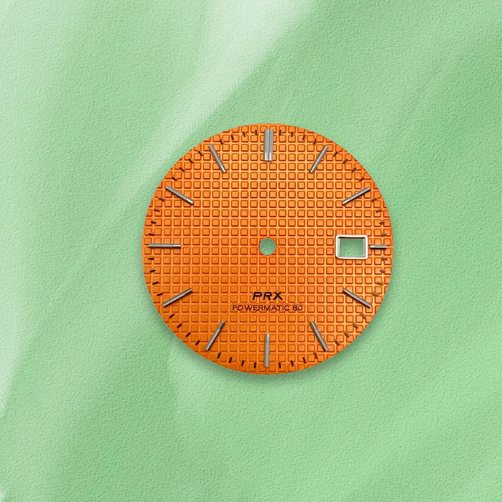 Vendite calde 31.8mm S Logo PRX NH35 Quadrante Argento Calendario Cornice Verde Luminoso Fit NH36 Movimento Orologio Accessori di Modifica