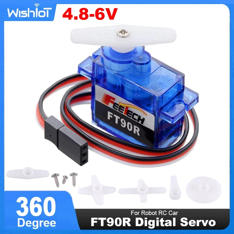 Feetech FT90R Digital Servo 4.8-6V 360 Degree Continuous Motor Rotation for Arduino Smart Car Robot RC Drone Airplane Model