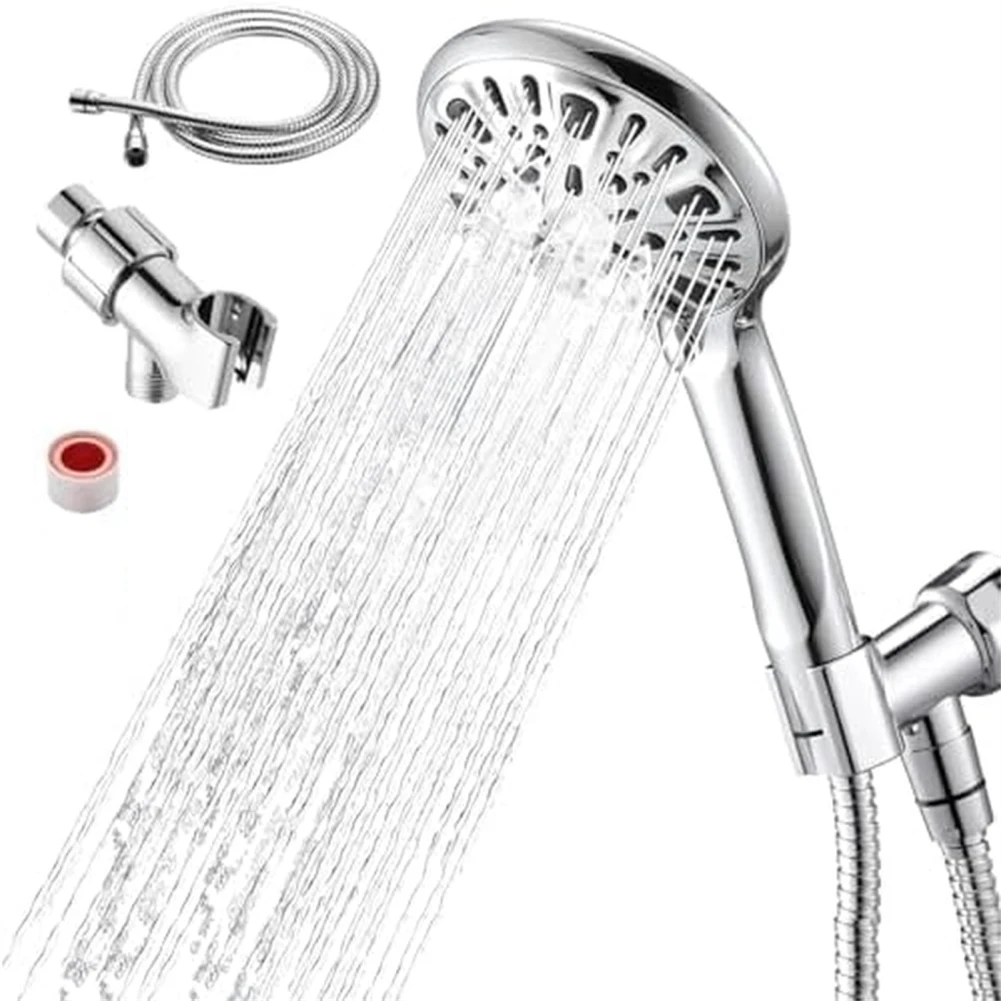 

9 Functions Shower Head Anti Clogging Self-Cleaning Nozzle High Flow Bathroom Showerhead 59" Flexible Hose Dropship