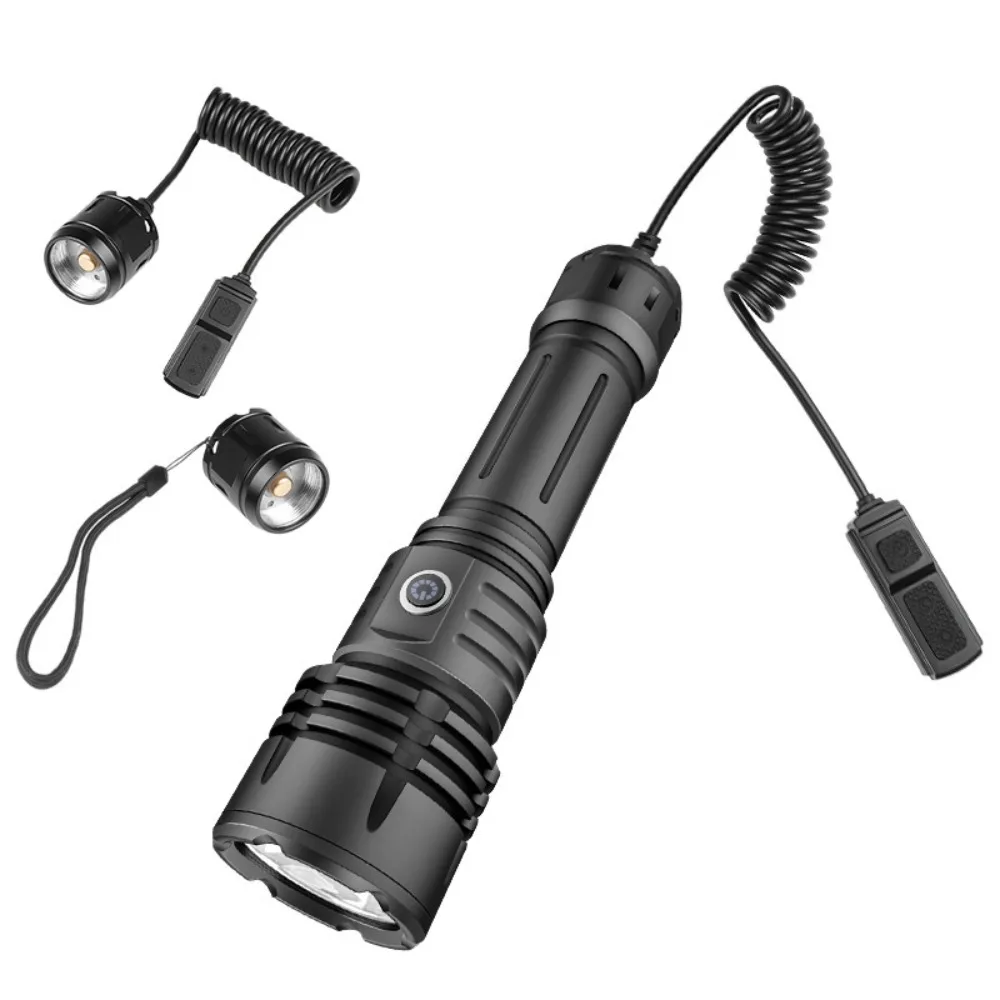 New L2 LED Tactical Flashlight Rat Tail Dual Switches Fixed Focus Aluminum Reflector for Hunting Patrol Outdoor Emergency