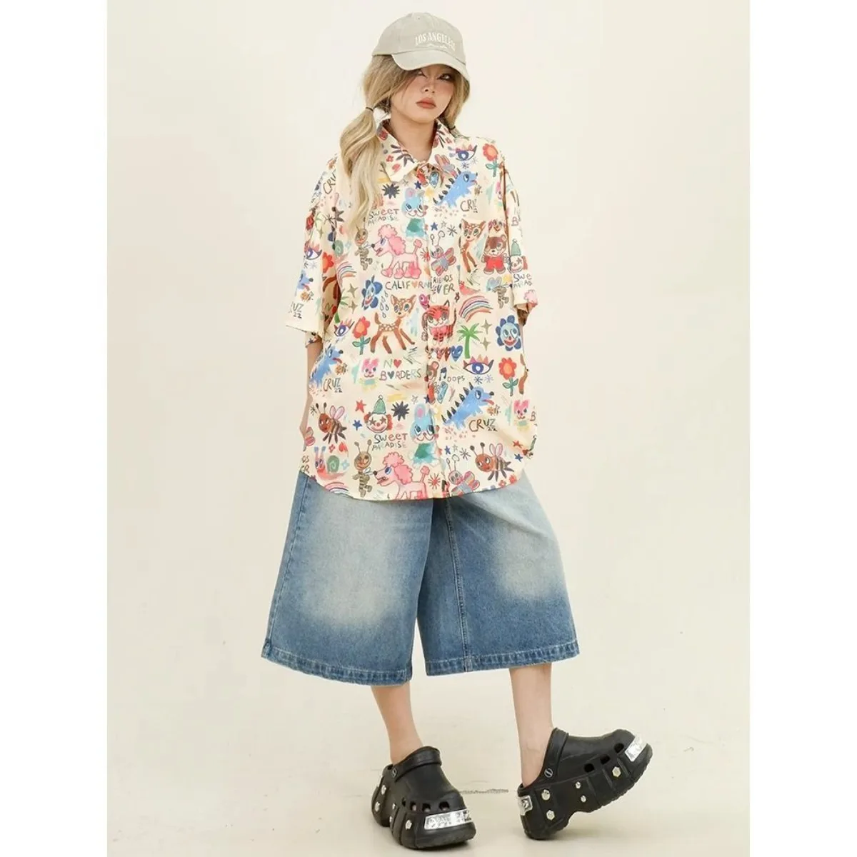 Print Shirts Summer Streetwear Interest Women's T-Shirts Loose Cartoon Cute Tops  Short Sleeve Clothes Vintage Fashion Popular view 2
