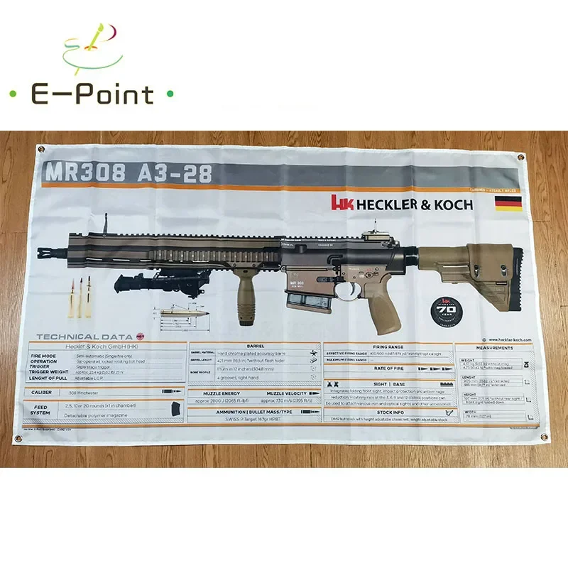 

Heckler & Koch HK MR308 A3-28 Gun Flag 3ft*5ft (90*150cm) Size Christmas Decorations for Home Banner Indoor Outdoor Decor M109