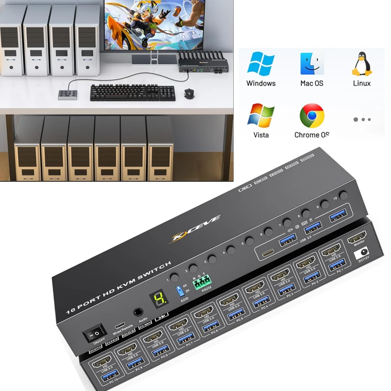 

KVM Splitter Extender Splitter Switch USB HUB USB3.0 KVM Switch Extended Screen EDID Synchronous Controller Adapter dock station