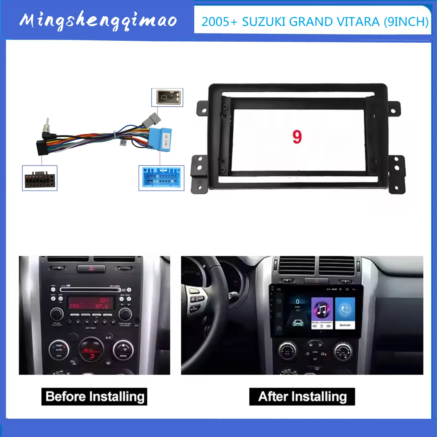 

9 INCH Radio Fascia Frame for SUZUKI GRAND VITARA 2005+ Stereo DVD Player Install Surround Trim Panel Kit Audio Faceplates