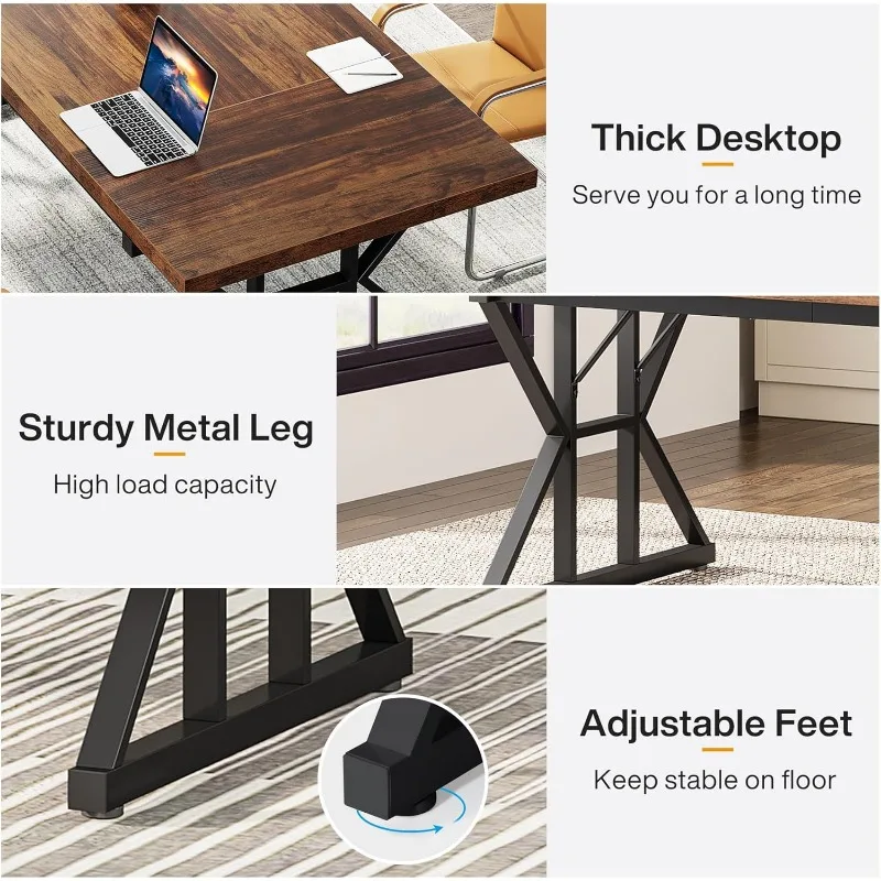 Tribesigns Mesa executiva de 70,8 polegadas, estação de trabalho grande para computador, estilo simples e moderno, mesa para laptop, estudo, escrita