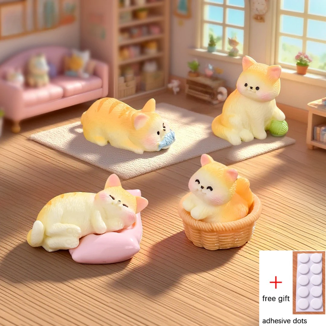 4/12/20pcs Cute Resin Miniature Cat Collection Desk Docoration for Tray Gardens Dollhouse DIY Decor Ornament Mini Cat Figurine