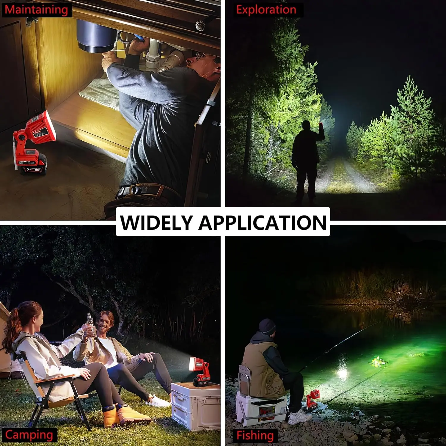 18V LED Flashlight for Milwaukee M18 18v Battery 18W LED Work Light LED Battery Lamp FloodLight for Camping Repairing Emergency