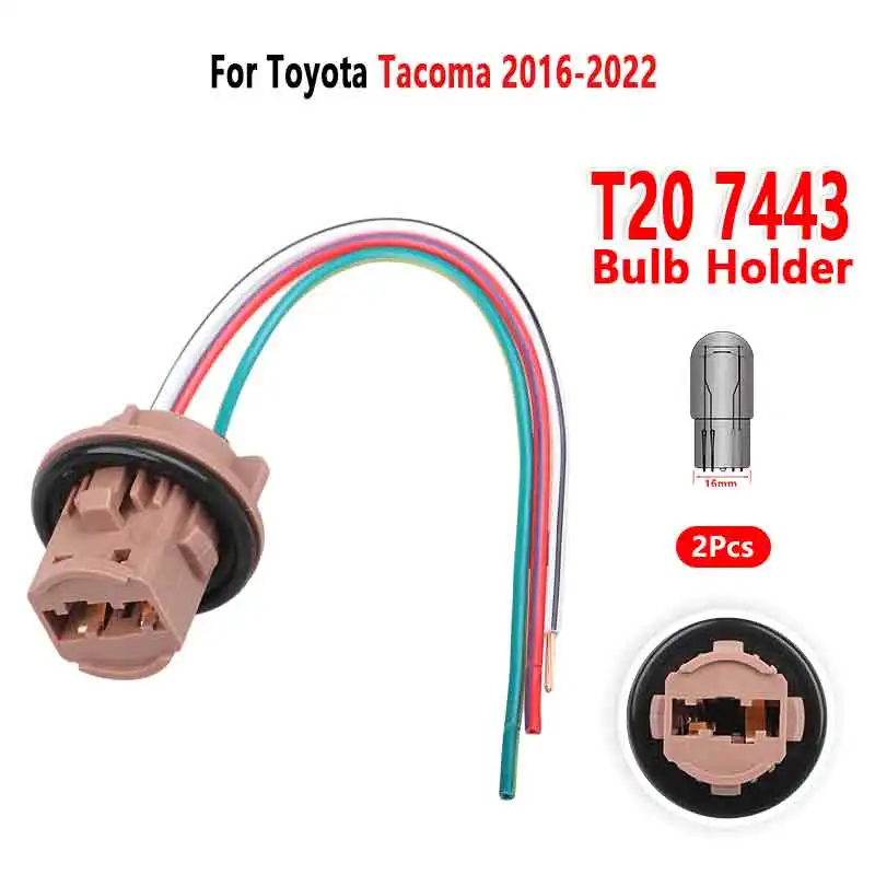 For Toyota Tacoma 2016-2022 Front Turn Signal Light T20 7443 Bulb Holder Socket Base Wire Connector 2Pc