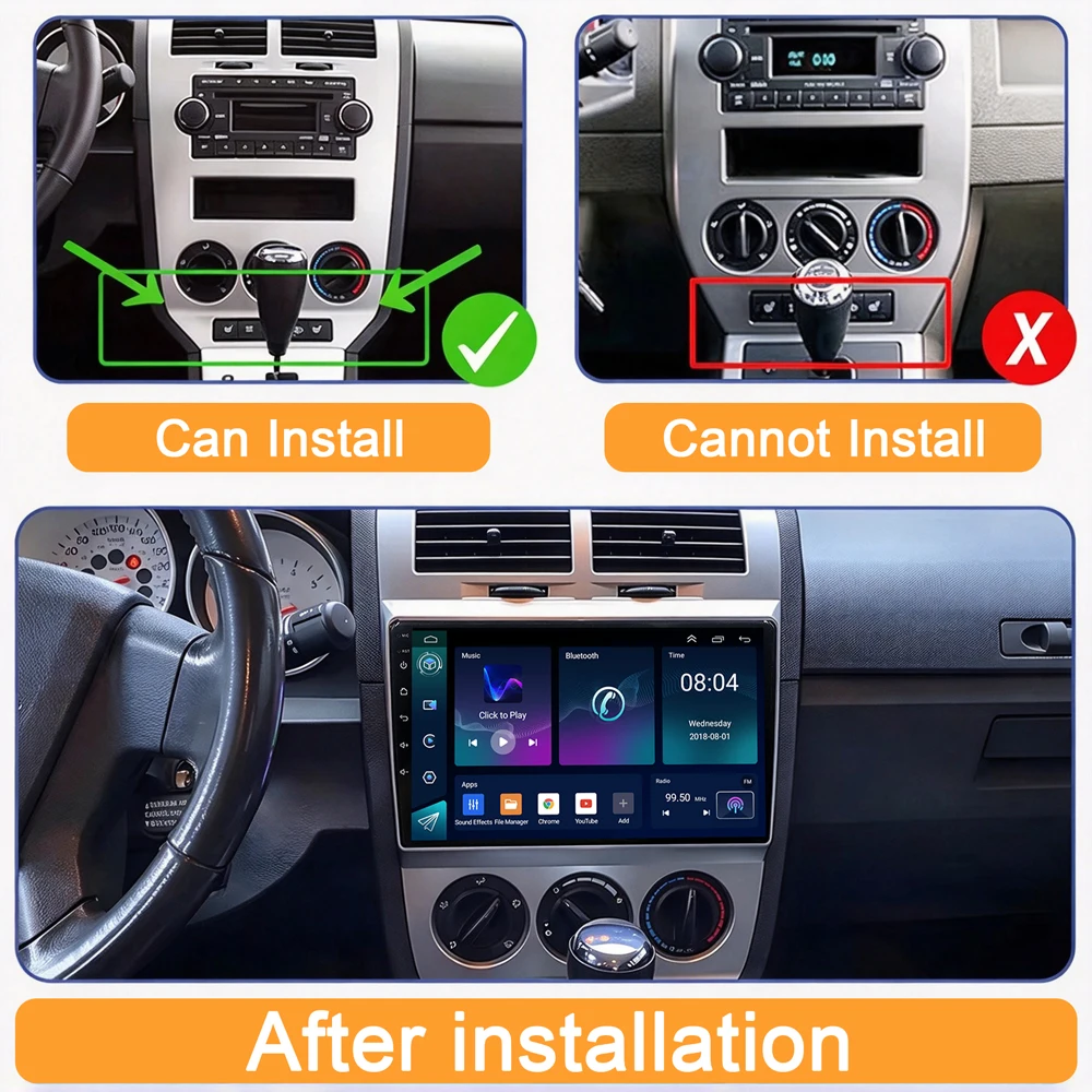 Cortex-A76 Octa-Core Android 16 Car For Dodge Caliber 2007 - 2010 Navigation Wireless Carplay 2Din High-performance Touch Screen