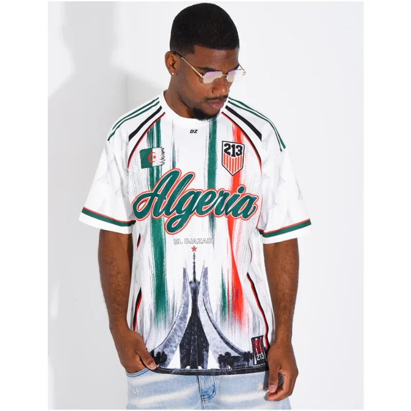 New Family Matching Algeria Culture Soccer Jersey ALGERIA Cursive Print Martyr Memorial Monument Breathable Mesh Football Top