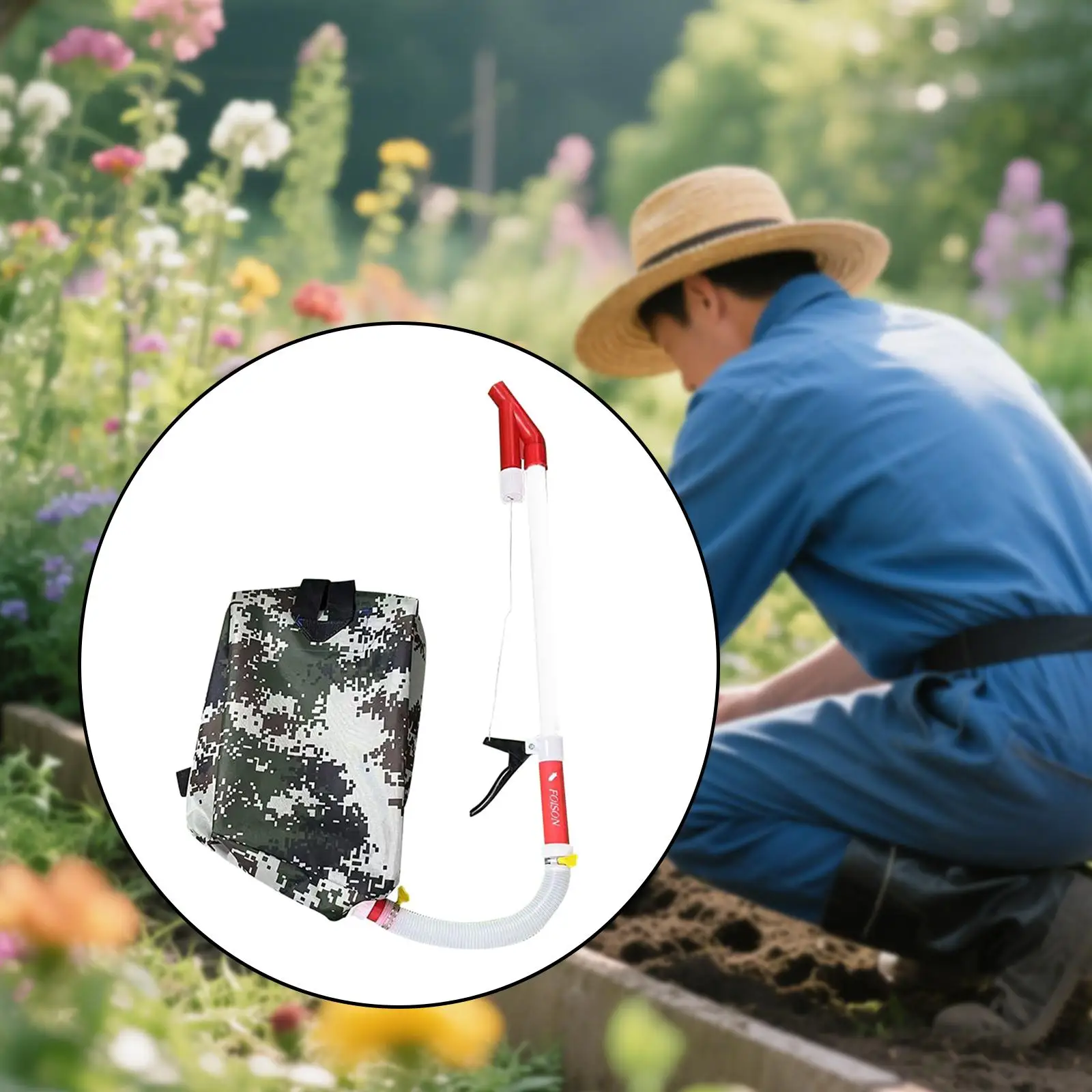 

Fertilizer Spreader Handheld Gardening Tool with Backpack Bag Portable Fertilizer Dispenser for Backyard Plants Corn Lawn Farmer