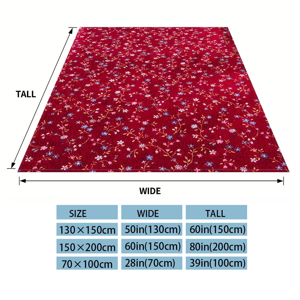 Burgundy Floral Sofa Specific Soft Flannel Blanket, Universal Plush Gift Blanket For All Seasons