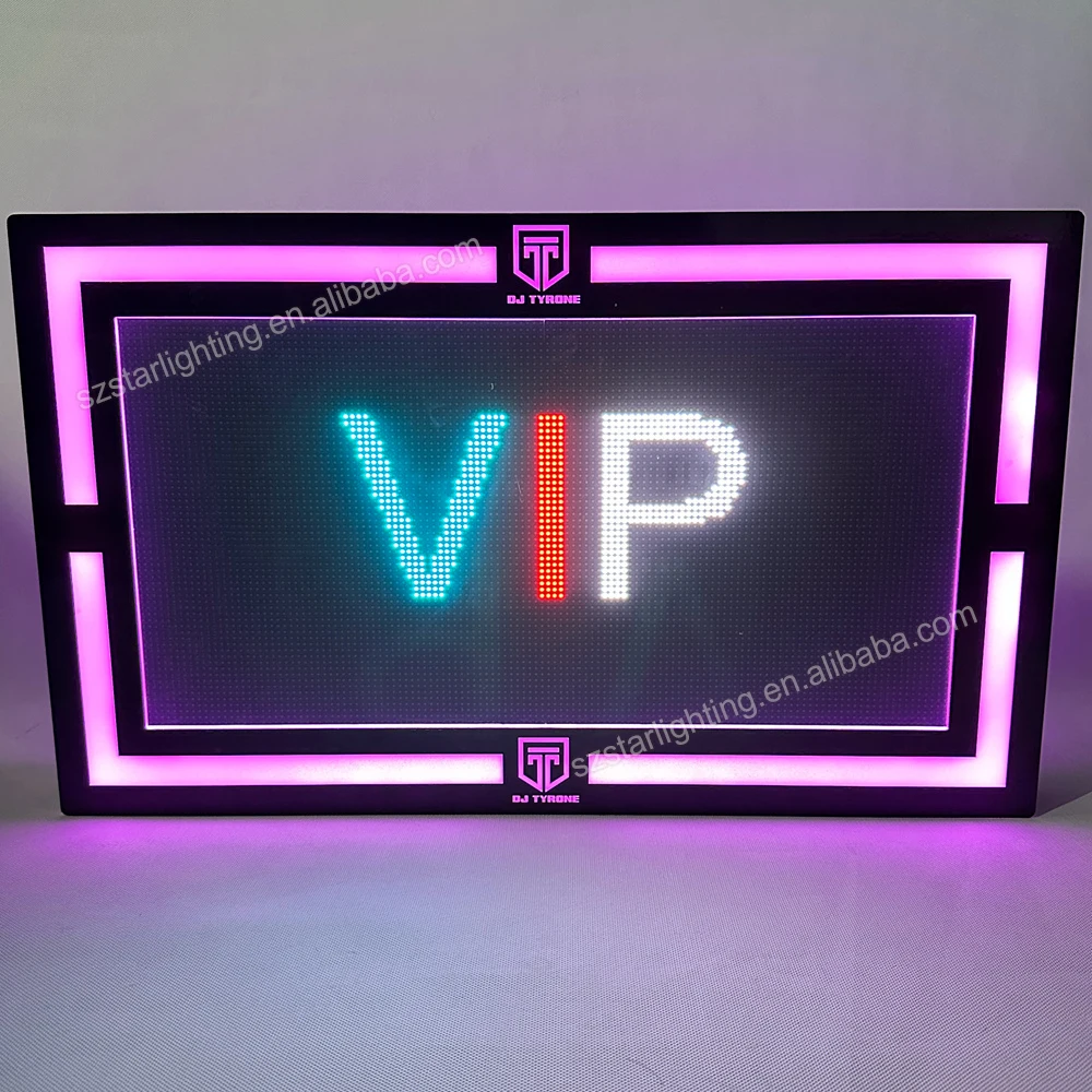 Factory Supplies Black Acrylic RGB Flash LED Message Sign Board, APP Programmable Display for Bar Party