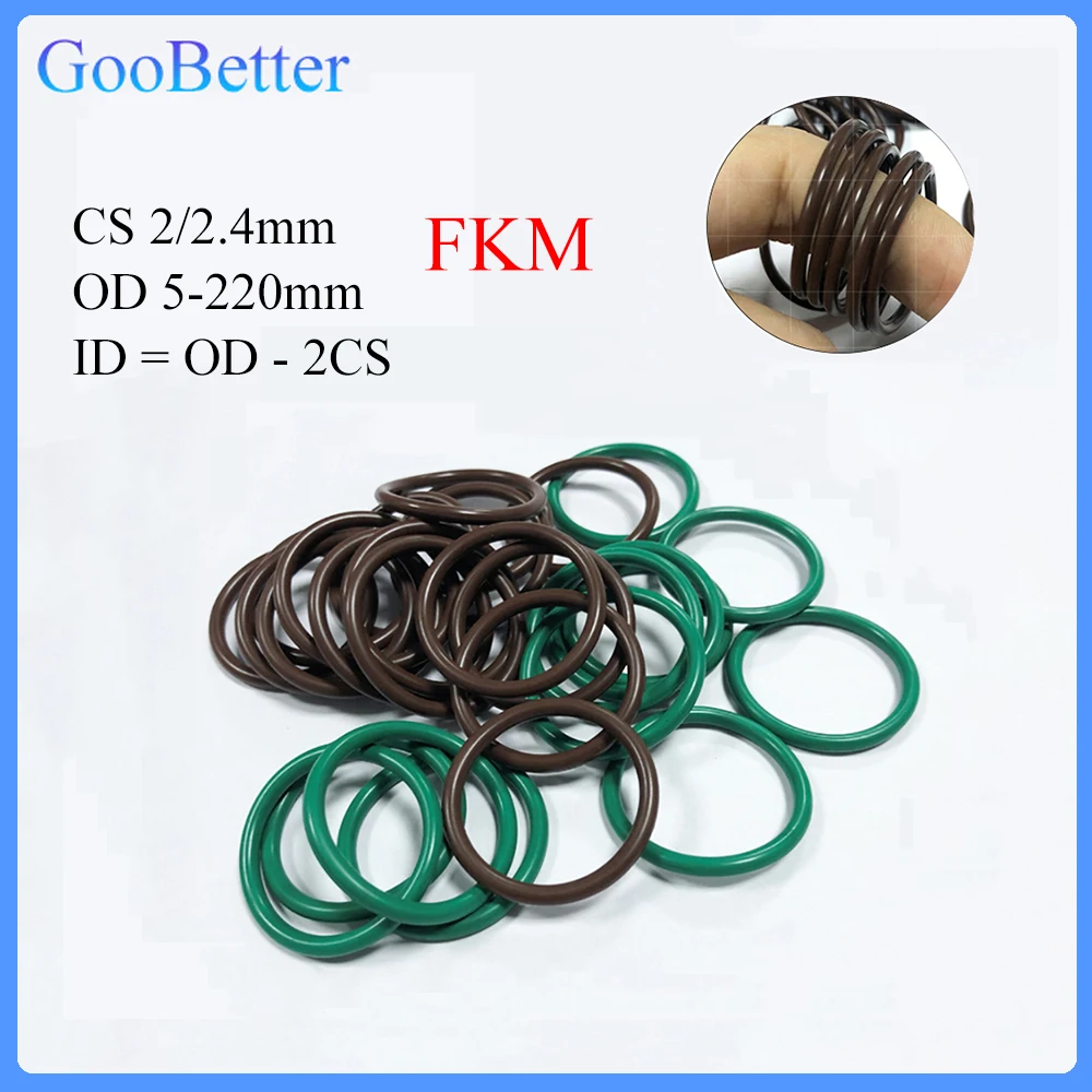 

10-50Pc FKM Fluorine Rubber O Ring CS 2/2.4mm OD 5-220mm Insulation Oil Resistant Acid & Alkali Resistant O-Rings Sealing Gasket