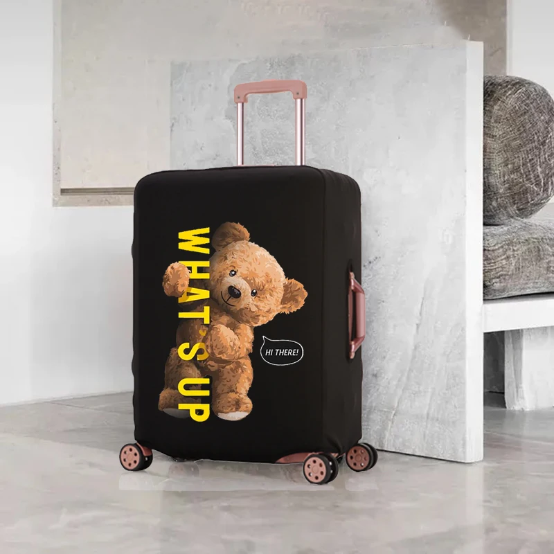 Bear Doll  Pattern Luggage Cover Elastic Protective Cover Removeable Protective Cover Dust-proof Suitable for 18-32 Inch Luggage