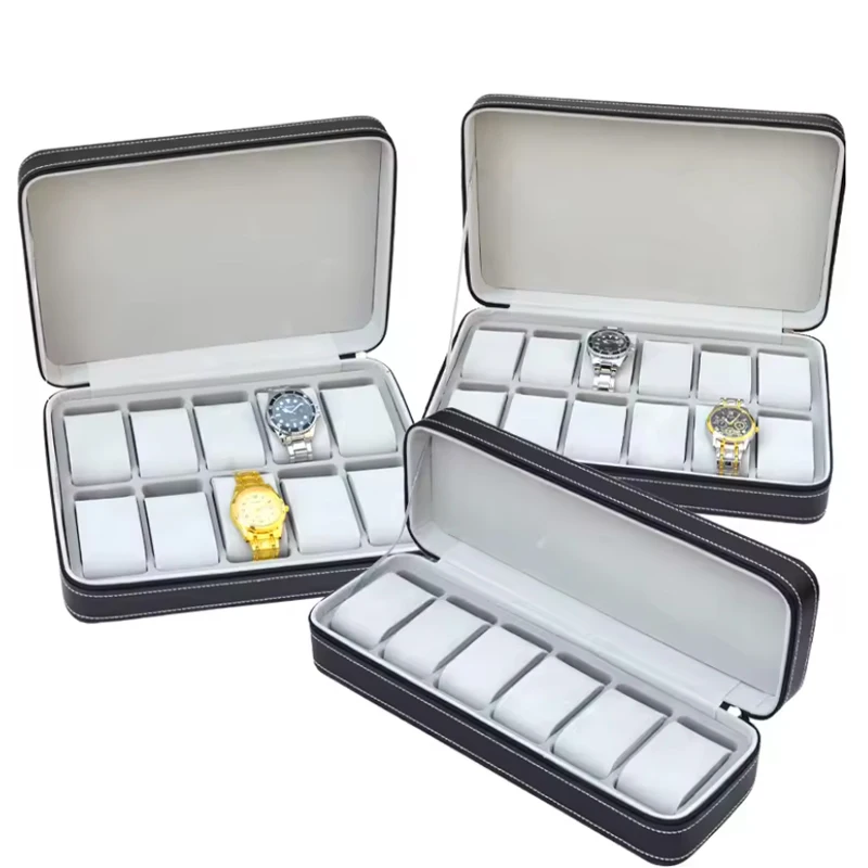 السفر الغبار جزءا لا يتجزأ من صندوق ساعة سستة المحمولة بو الجلود حقيبة للتخزين ساعة عرض صندوق للرحلات والهدايا #2