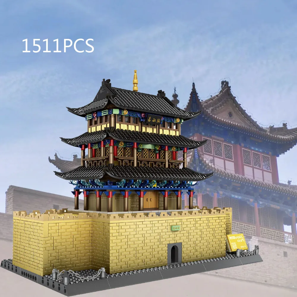 China famosa arquitetura histórica bloco de construção jiayu passar velha cidade portão construção tijolo jiayuguan modelo brinquedo criativo