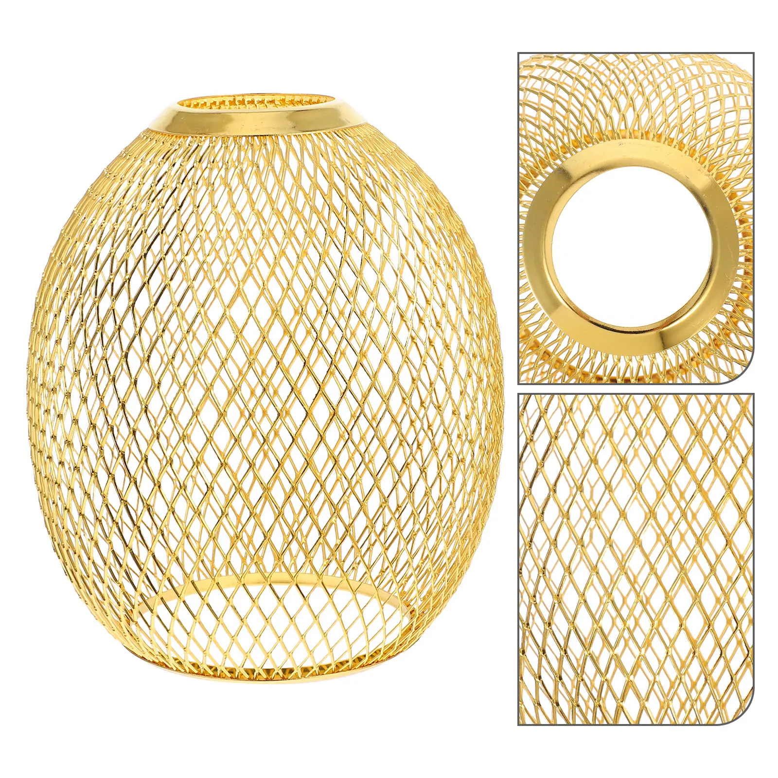 

Modern Iron Wire Lampshade Light Bulb Cage Guard For Chandeliers Hanging Floor Table Lamps Drum Barrel Ceiling Light Shades