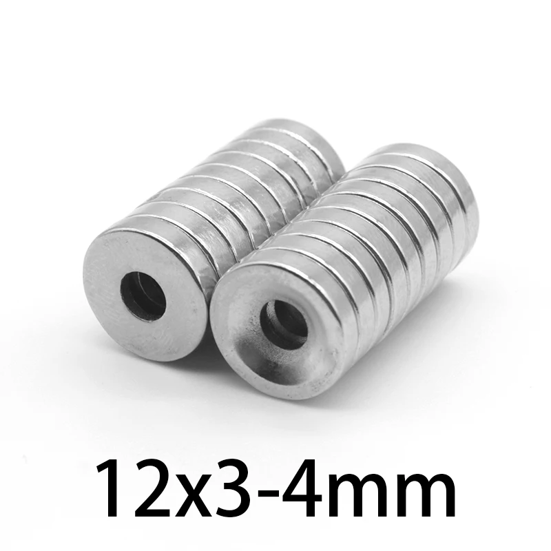 10/20/30/50/100/1500/200PCS 12x3-4 Disc Neodymium Magnets 12x3 mm Hole 4mm Minor Diameter Round Countersunk Magnet 12*3-4 12*3