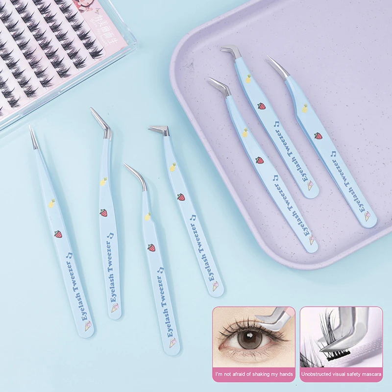 Stainless Steel Tweezer Exquisite Eyelashes Tweezer Precision Anti-Static Tweezer Makeup Tools For Eyelash Extension