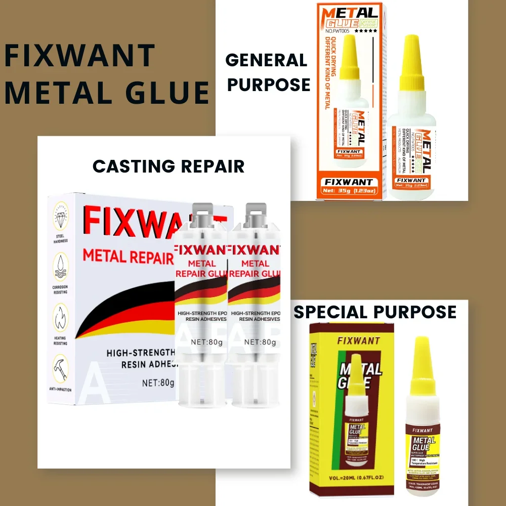 FIXWANT Metal Glue - Welding Adhesive Metal Repair Glue Universal Quick-drying Liquid Welding Metal  Casting Defect